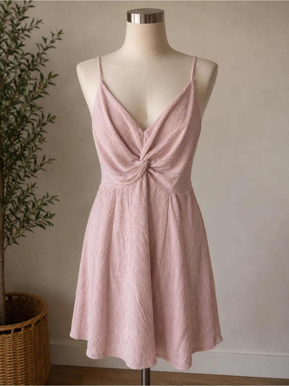 Abercrombie & Fitch Blush Pink Twist-Front Mini Dress